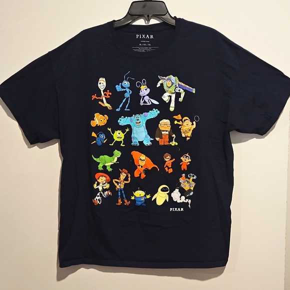 Pixar Disney navy blue short sleeve graphic tee XL Buzz BOO Sully Nemo Sporky UP - Picture 2 of 10